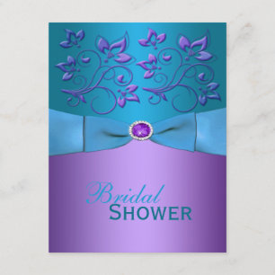 Purple, Turquoise Floral Bridal Shower Invite