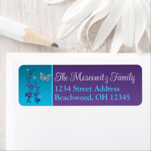 Purple, Turquoise, Floral, Butterflies Bat Mitzvah