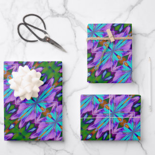 Purple Turquoise Green Abstract Design  Wrapping Paper Sheet