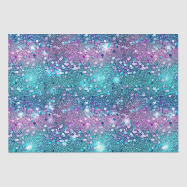 Purple Turquoise Mermaid Sparkle Girly Glitz Tissue Paper (Front)