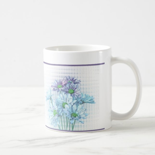 Purple & Turquoise Painted Daisies Coffee Mug (Right)