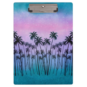 Purple-turquoise Palms Clipboard