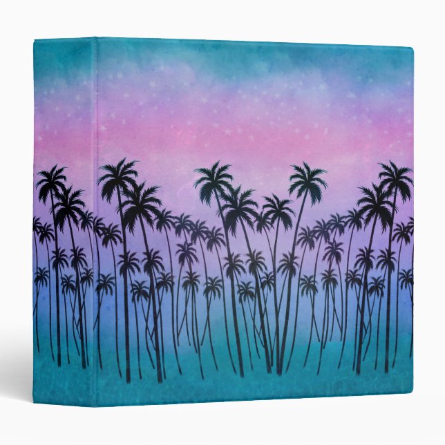 Purple-turquoise Palmtrees Binder (Front/Spine)