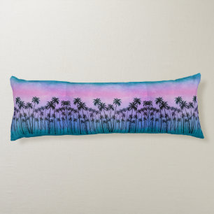 Purple-turquoise Palmtrees Body Pillow