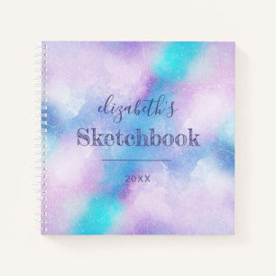 Purple Turquoise Personalized Artist's Sketchbook Notebook