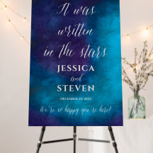 Purple Turquoise Stars Galaxy Mariage Affiche de b