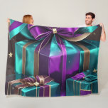Purple Turquoise Wrapped Gifts Fleece Blanket<br><div class="desc">Purple Turquoise Wrapped Gifts</div>