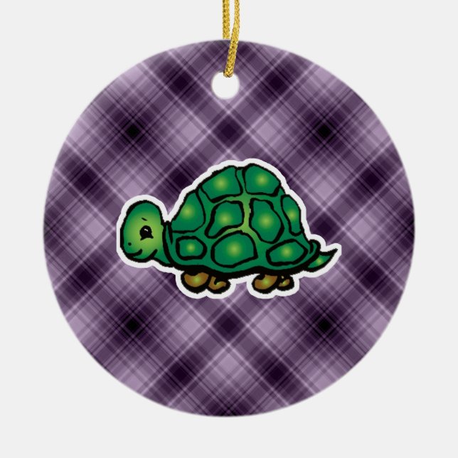 Purple Turtle Ceramic Ornament (Front)