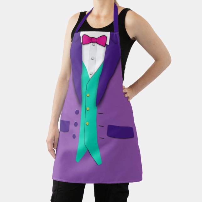 Purple Tuxedo Red Tie and Teal Vest Apron (Insitu)
