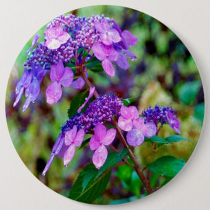 Purple Twist and Shout Hydrangea Flower 6 Inch Round Button