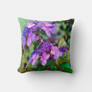 Purple Twist and Shout Hydrangea Flower Throw Pillow