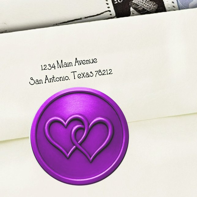 Purple Two Hearts Intertwined Wedding Classic Round Sticker (Creator Uploaded)