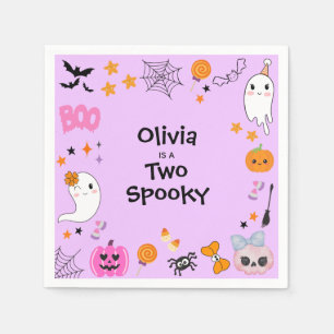 Purple Two Spooky Cute Halloween 2nd Birthday Napkin
