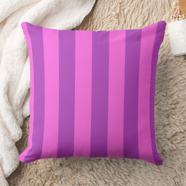 Purple Two Tone Stripes  Throw Pillow (Blanket)