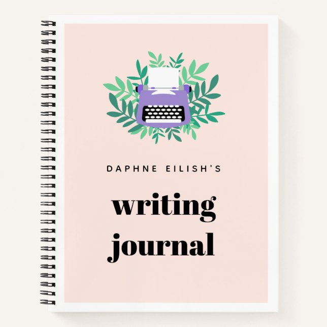 Purple Typewriter Greenery Writing Journal (Front)