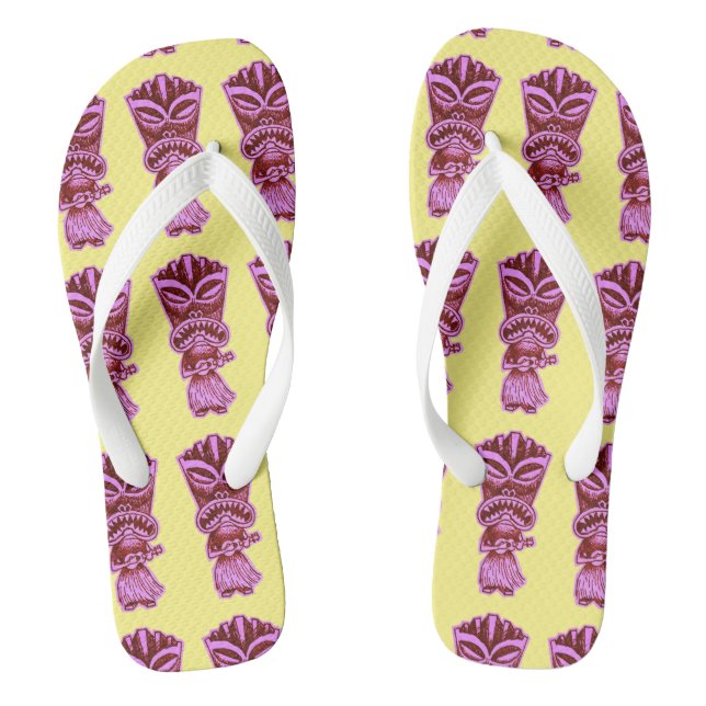 Purple Uke Tiki Flip Flops (Footbed)