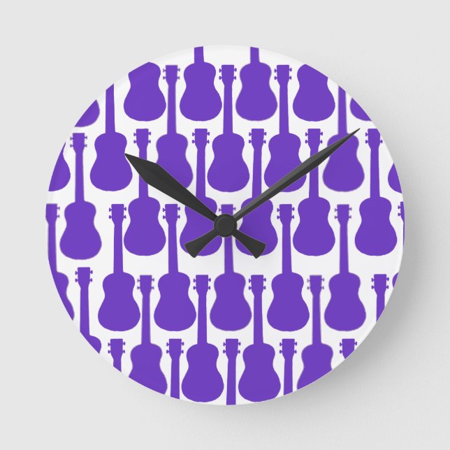 Purple Ukuleles Round Clock (Front)
