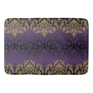 purple,ultra violet,damask,vintage,pattern,gold,ch bath mat