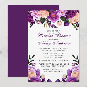 Purple Ultra Violet Floral Bridal Shower Invite P