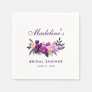Purple Ultra Violet Floral Bridal Shower Napkin