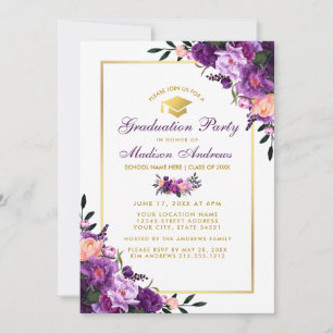 Purple Ultra Violet Floral Invitation de la fête d