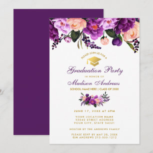 Purple Ultra Violet Graduation Party Invitation PF