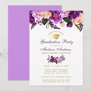 Purple Ultra Violet Graduation Party Invite PFV