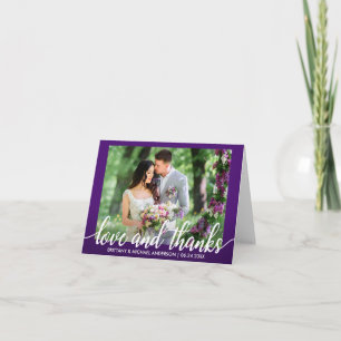 Purple Ultra Violet Wedding Love and Thanks Note Thank You Card