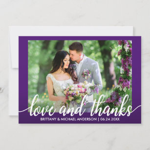 Purple Ultra Violet Wedding Love and Thanks Thank You Card