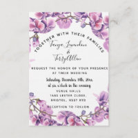 purple ultraviolet floral wedding INVITE CARD