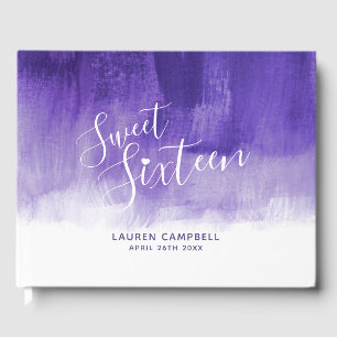 Purple ultraviolet modern art sweet sixteen custom guest book