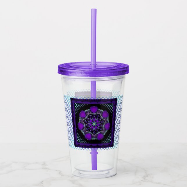 Purple umbrella & hearts .7 acrylic tumbler (Front)