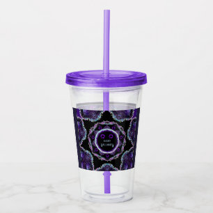 Purple umbrella & hearts .7 acrylic tumbler