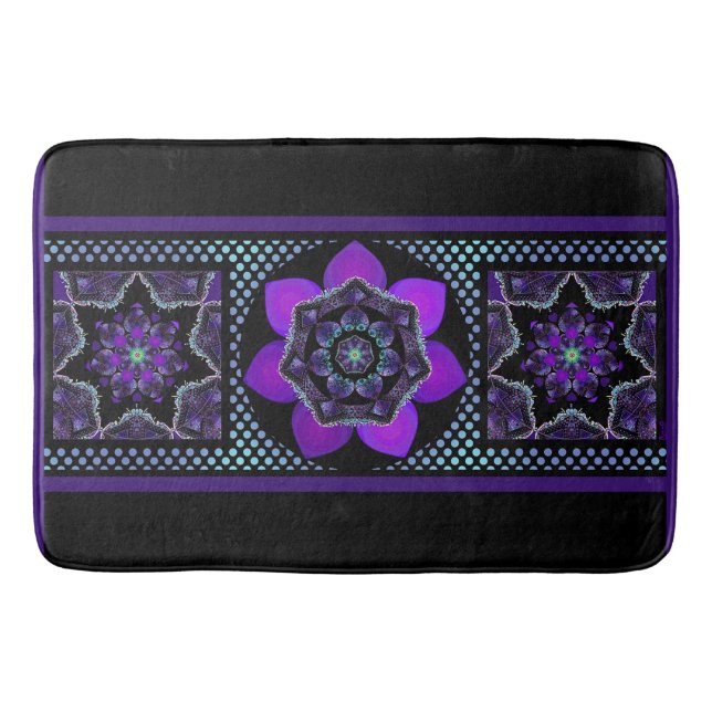 Purple umbrella & hearts .7 bath mat (Front)