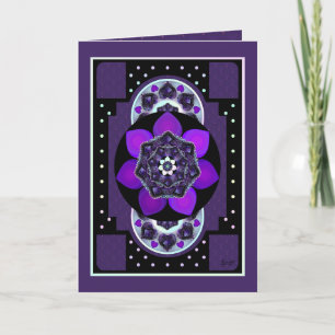 Purple umbrella & hearts .7 birthday card