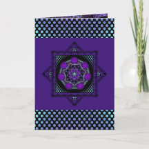 Purple umbrella & hearts .7 birthday card