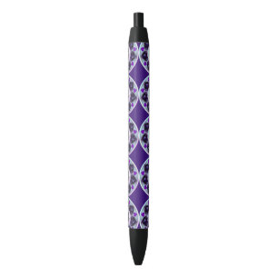 Purple umbrella & hearts .7 black ink pen