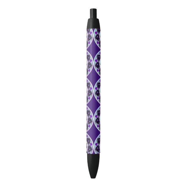 Purple umbrella & hearts .7 black ink pen (Front Vertical)