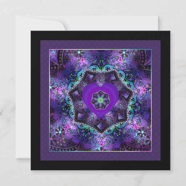 Purple umbrella & hearts .7 blank card (Front)