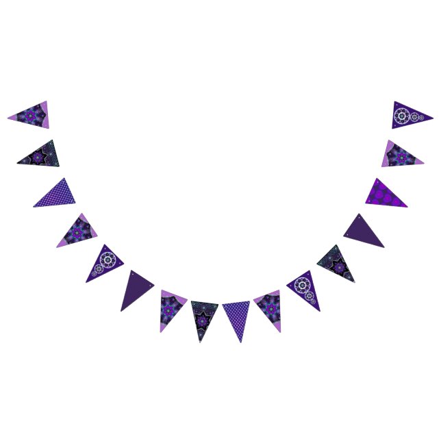 Purple umbrella & hearts .7 bunting flags (All)