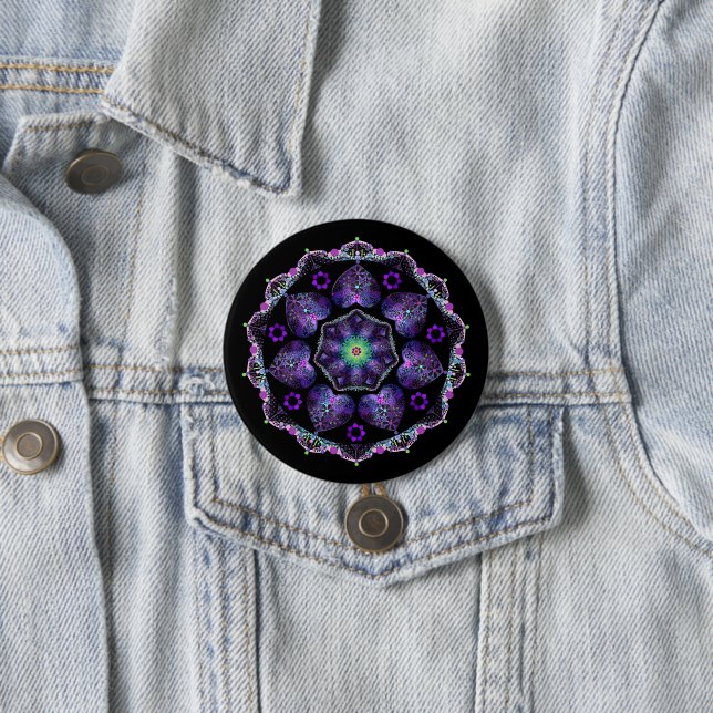 Purple umbrella & hearts .7 button (In Situ)