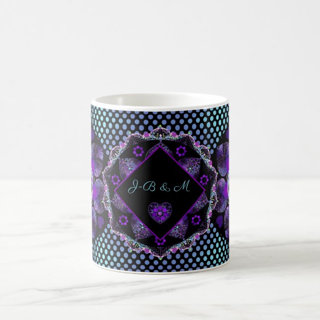 Purple umbrella & hearts .7 coffee mug (Center)