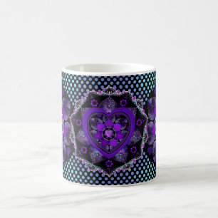 Purple umbrella & hearts .7 coffee mug