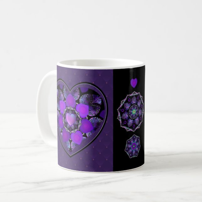 Purple umbrella & hearts .7 coffee mug (Front Left)