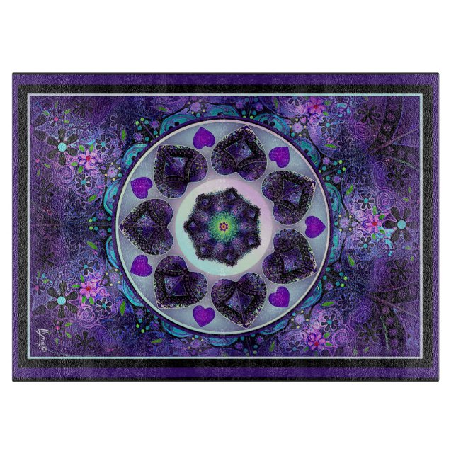 Purple umbrella & hearts .7 cutting board (Front)