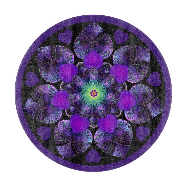 Purple umbrella & hearts .7 cutting board (Front)