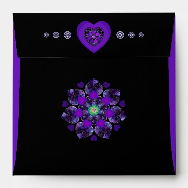 Purple umbrella & hearts .7 envelope (Back (Top Flap))