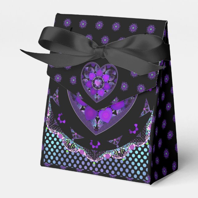 Purple umbrella & hearts.7 favor box (Front Side)