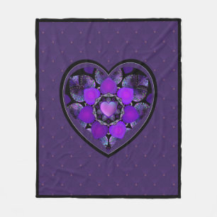 Purple umbrella & hearts .7 fleece blanket