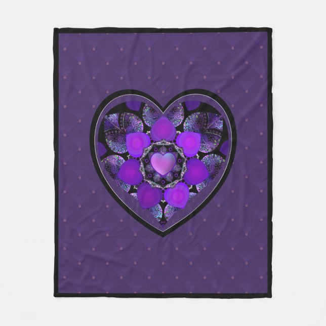 Purple umbrella & hearts .7 fleece blanket (Front)